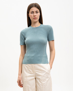 JOSEPH Belarb turquoise ribbed linen top JF009768