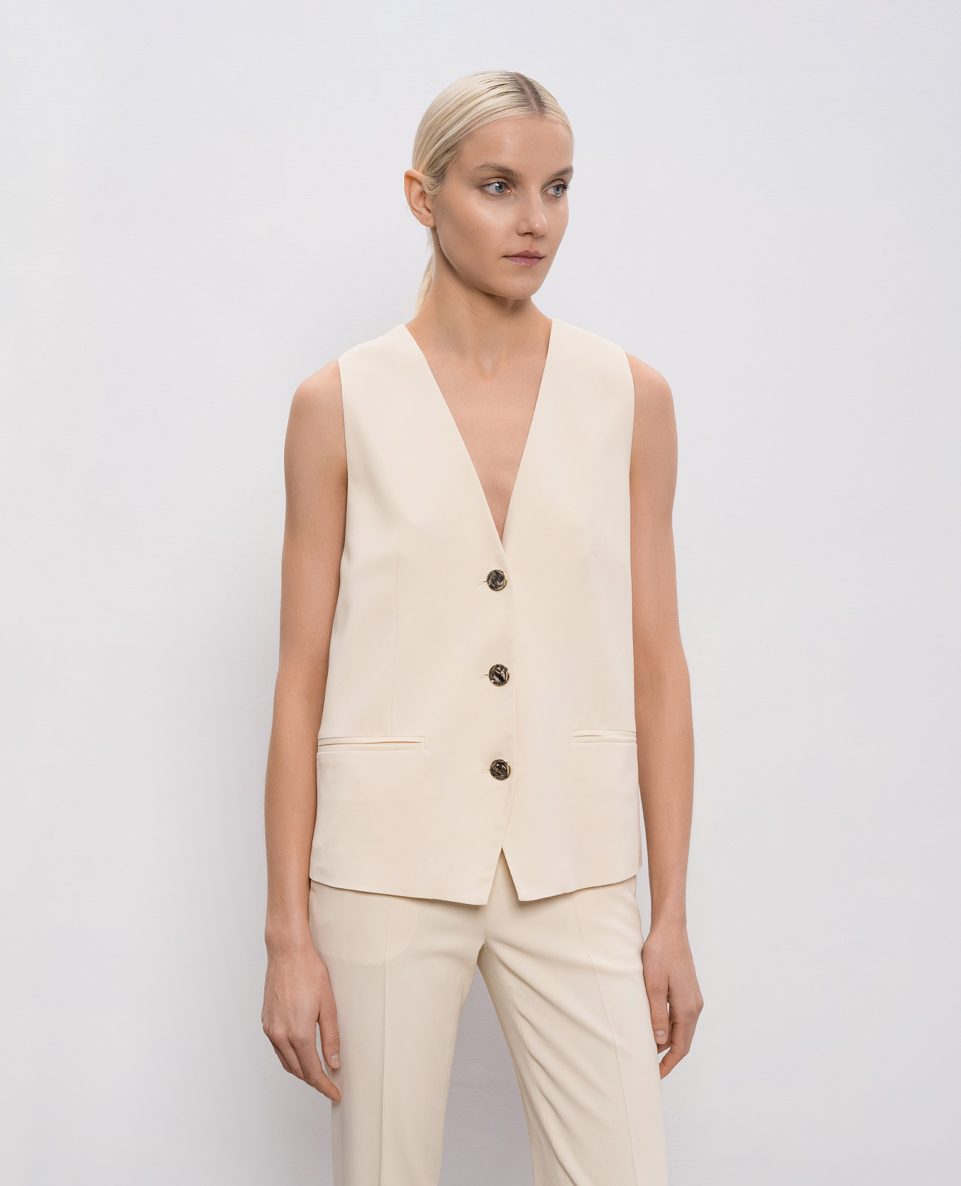 

Beige vest with logo Twinset
