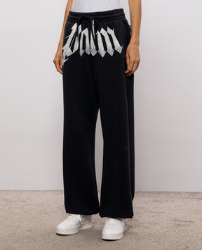 Palm Angels Black sweatpants with logo print PAMCH005FL001w