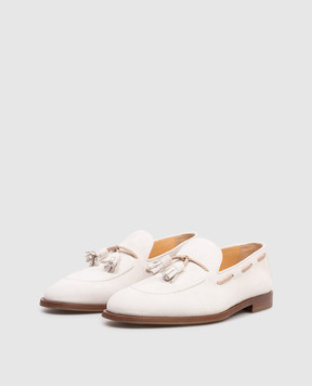 Brunello Cucinelli Gray suede loafers with tassels MZUCCLB744