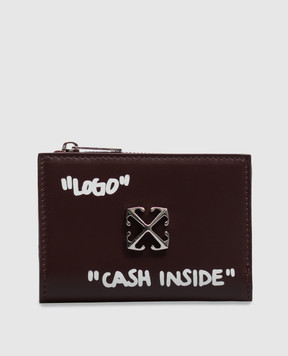Off-White Jitney Quote Burgundy Leather Wallet OWWNC02F26LT01