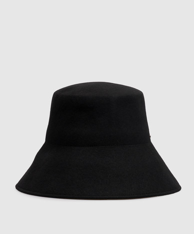 Black wool cloche hat