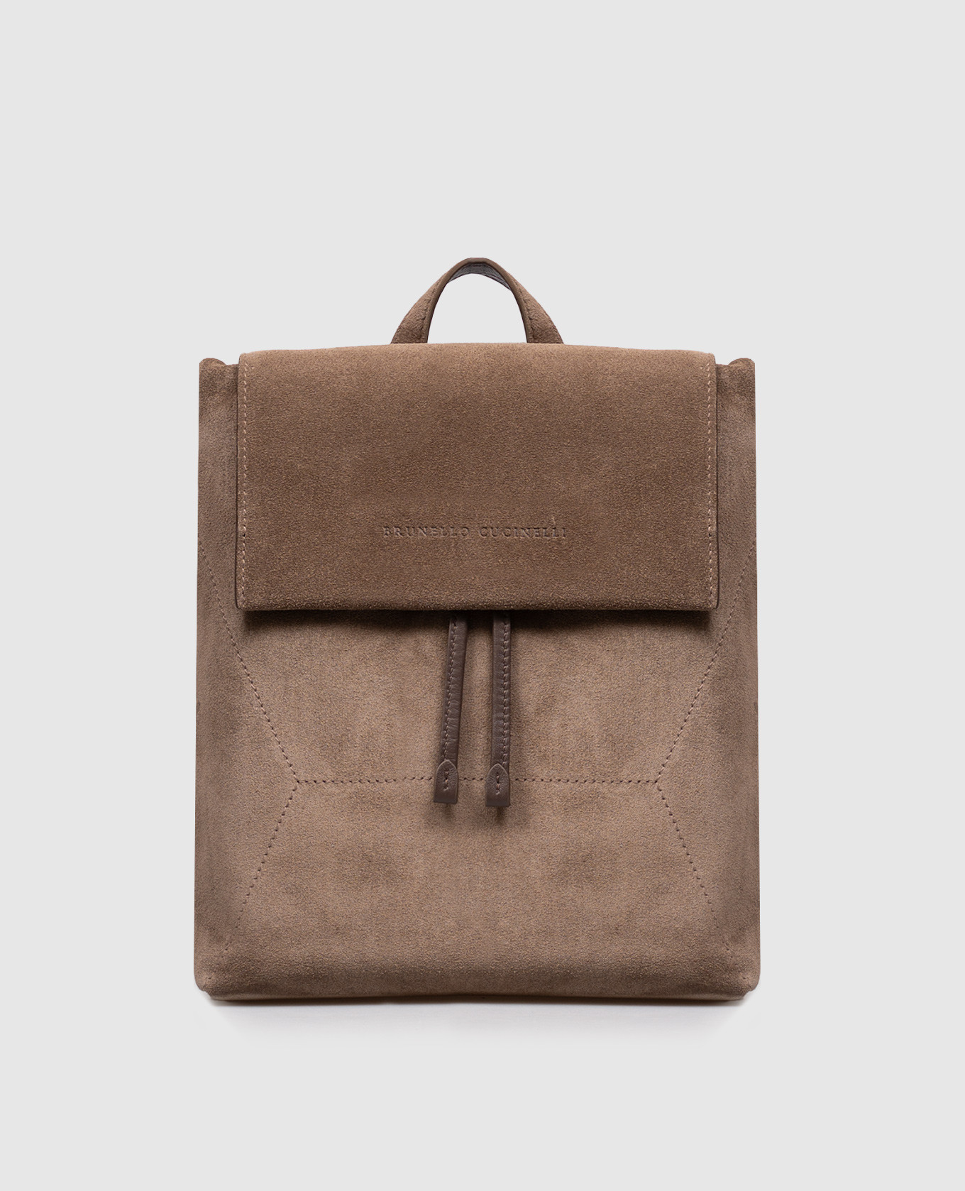 Suede brown backpack with embossed logo