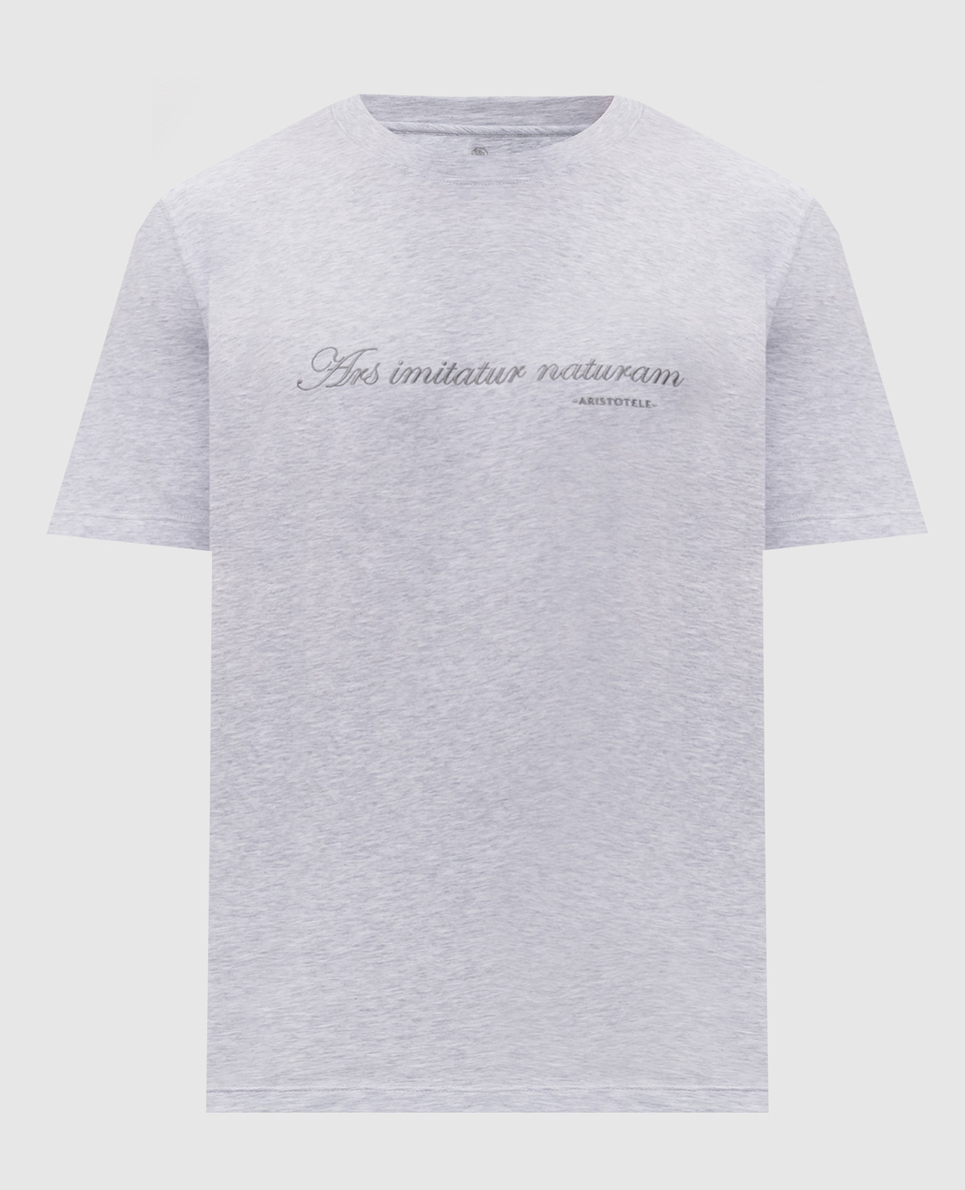 Grey melange T-shirt with embroidered lettering