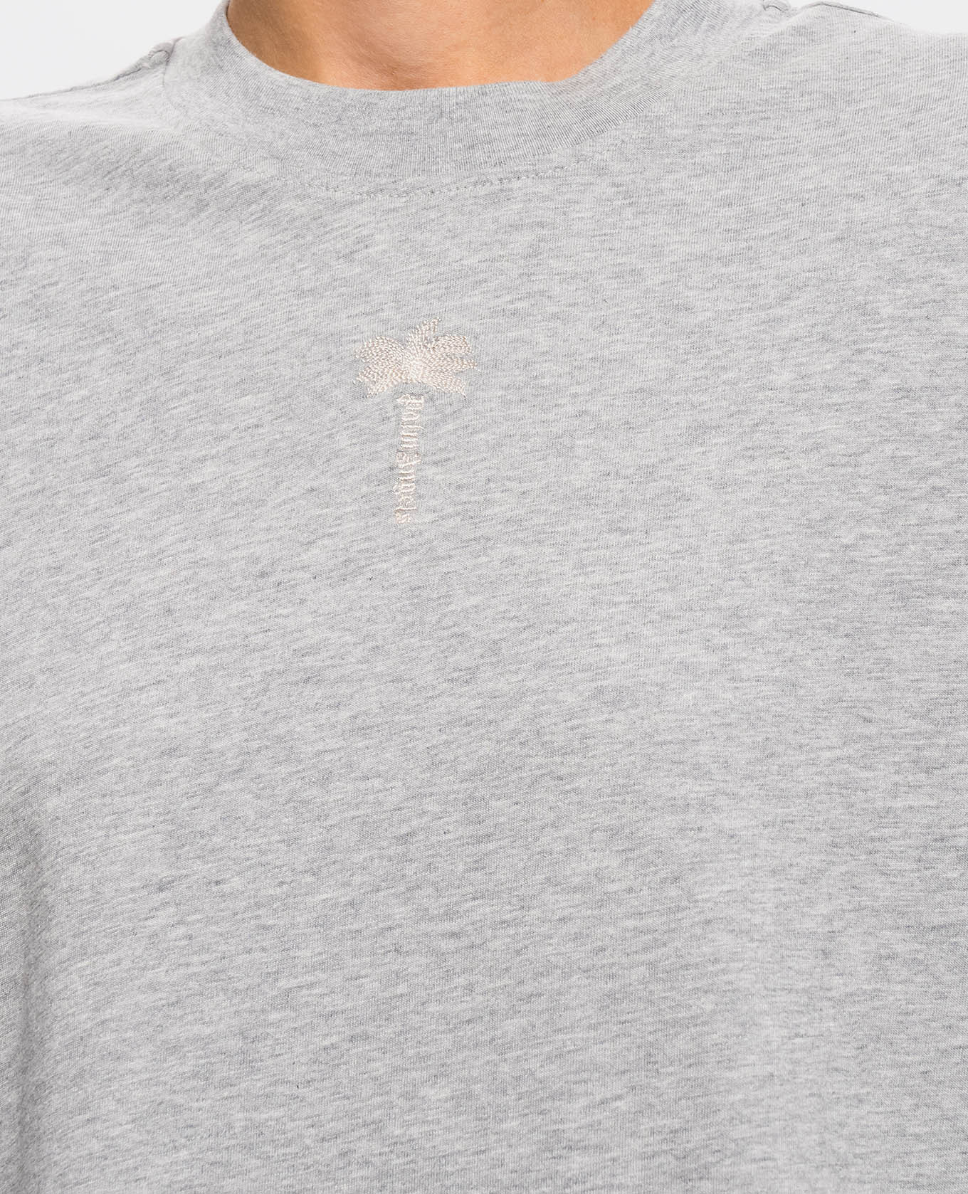 Grey melange T-shirt with embroidered logo Palm Angels 5