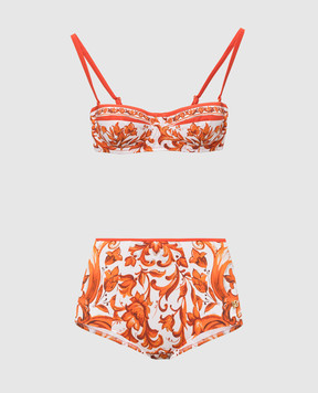 Dolce&Gabbana White swimsuit with branded print and textured logo O8A27JONO19