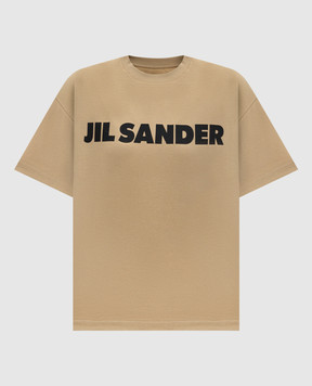 Jil Sander Brown T-shirt with contrast logo print J02GC0140J20348