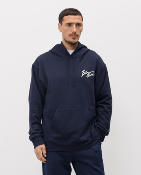 Balmain Blue hoodie with logo GH1JR007BD40