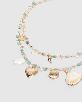 Twinset Gold-tone double-layer chain with shell 261TO5440