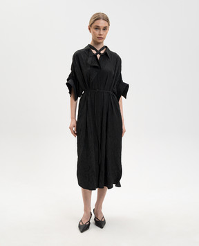 Juun.j Black midi shirt dress with a reaper effect JW6371W025