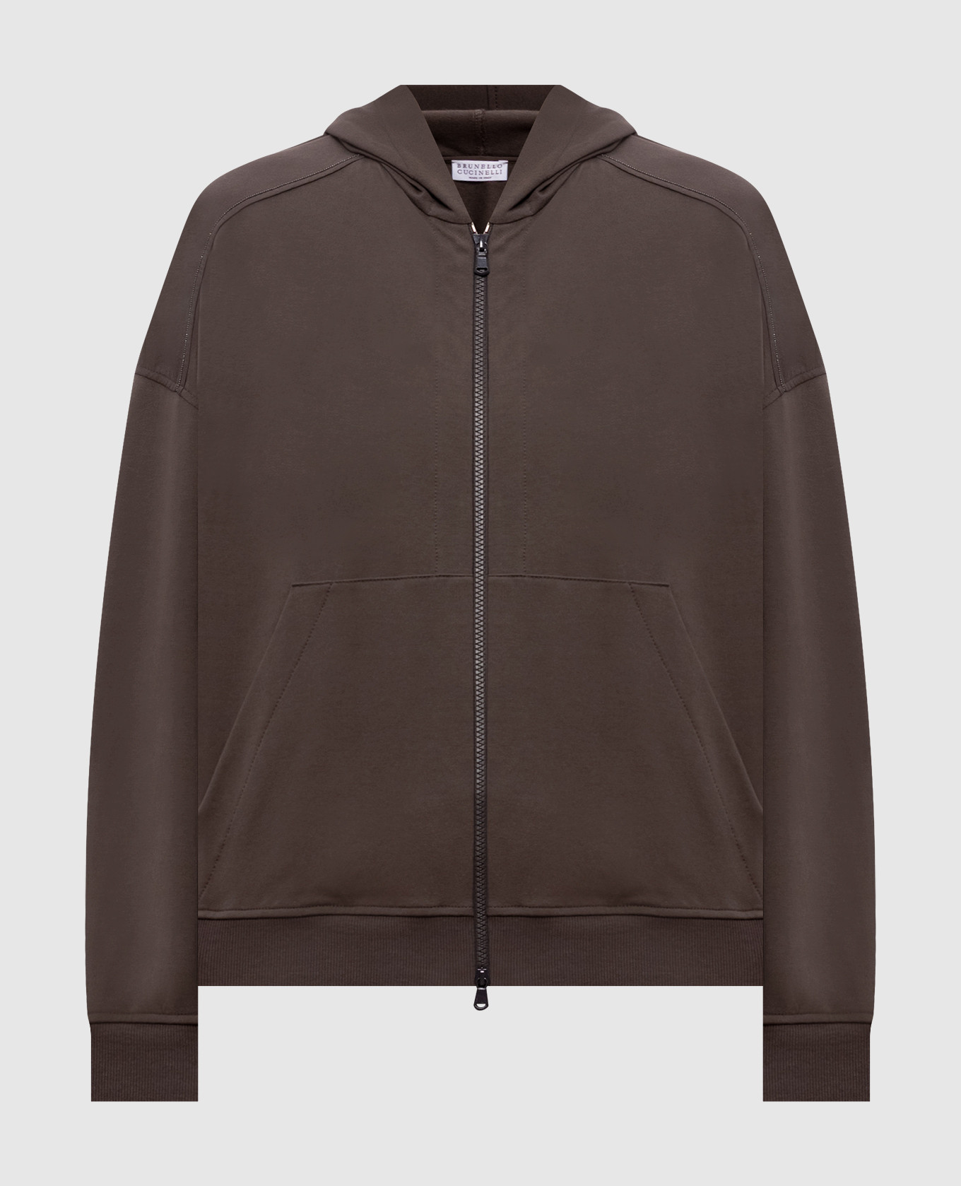 Brown sports jacket with monil chain