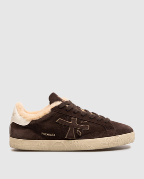 Premiata Brown suede Steven sneakers with fur STEVEND7897M