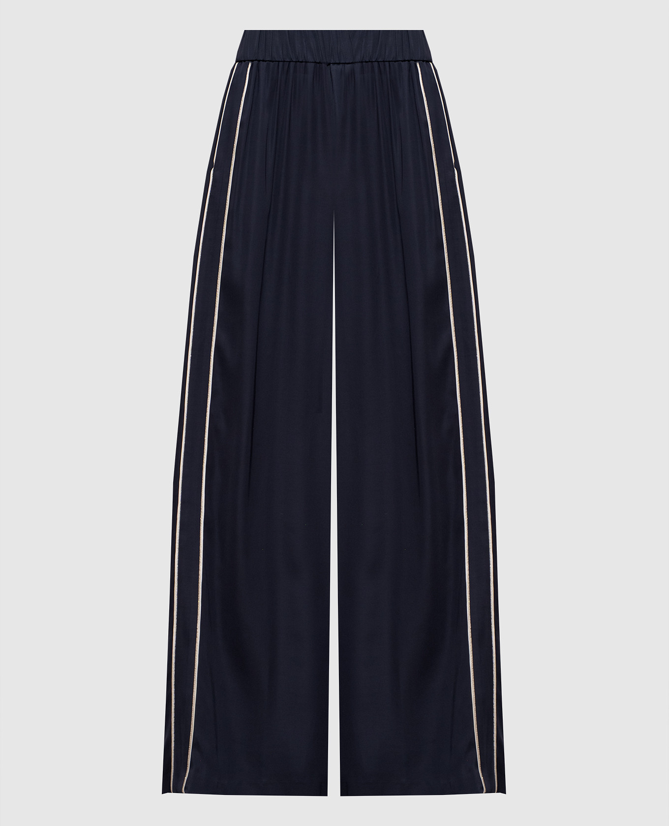 

Blue palazzos with a monil chain Peserico
