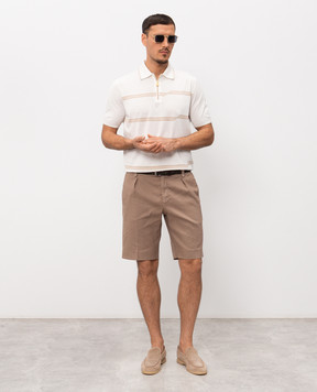Stefano Ricci Brown linen shorts with emblem M1T6100180LCTL1U