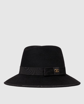 Valentino Black rabbit fur hat with bow 9W2HAA12RKX