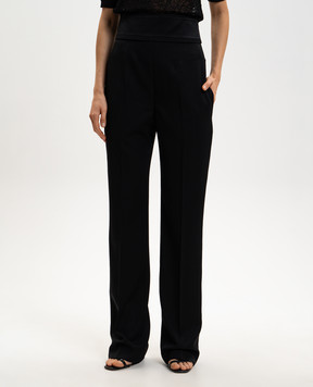 Alexander McQueen Black wool high-rise pants 846790QJAAC