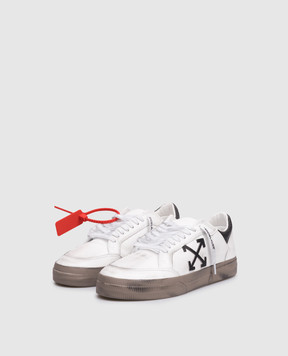 Off-White White Vulc Low Leather Sneakers with Vintage Effect OMIA293S26LEA002