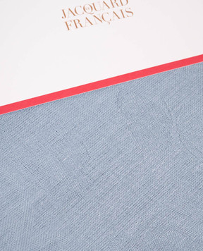 Le Jacquard Fraincais Tivoli blue round linen tablecloth 31300