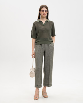 Peserico Green top with polo collar S99113F129056T