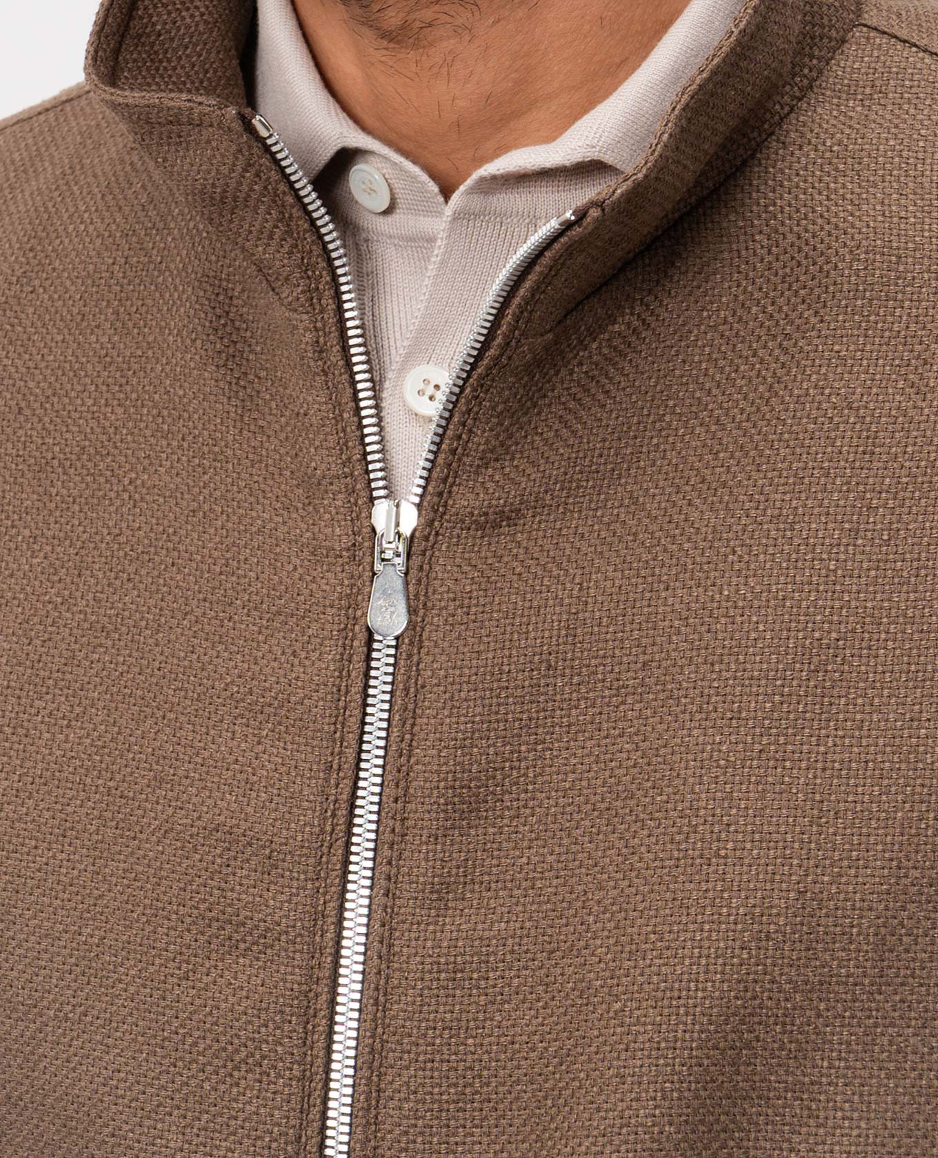 Brown silk, linen and wool jacket Brunello Cucinelli 5