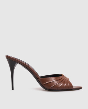Saint Laurent BABYLONE brown leather mules 799606AADF0