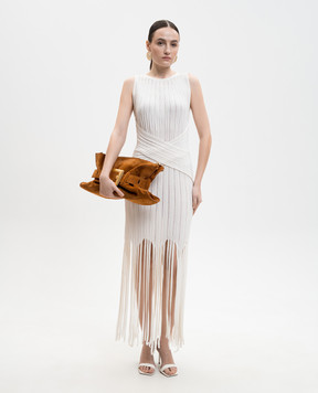 Balmain Ivory dress with fringe GF0R5176KJ63