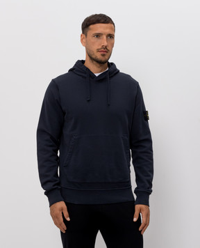 Stone Island Blue hoodie with logo patch L1S156100062S0051
