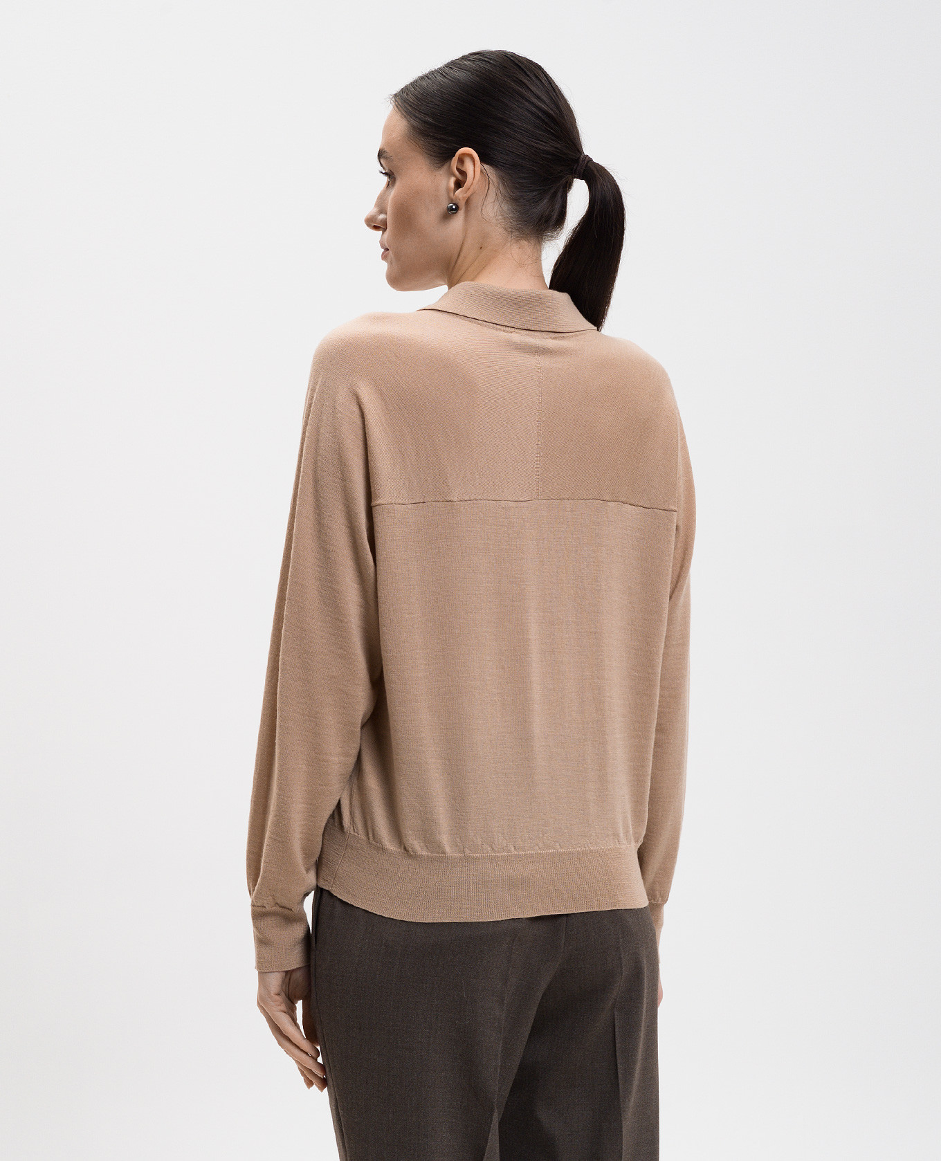 Beige wool pullover with polo collar Peserico 4