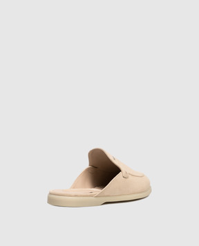 Stefano Ricci Beige suede mules with emblem UC64G2396SDP