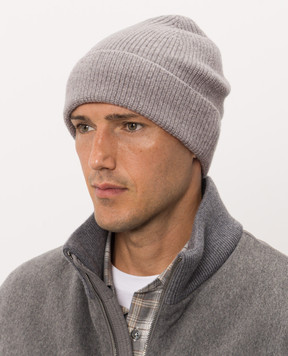 Peserico Gray wool and cashmere hat R76064F1209470