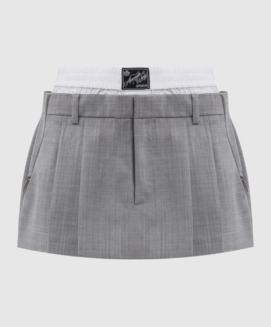 Gray wool skirt-shorts