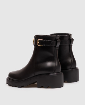 Valentino Black leather boots with textured emblem 9W2S0MT5BEK