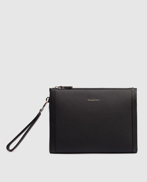 Stefano Ricci Black leather clutch with textured logo PP428G9PMRVH