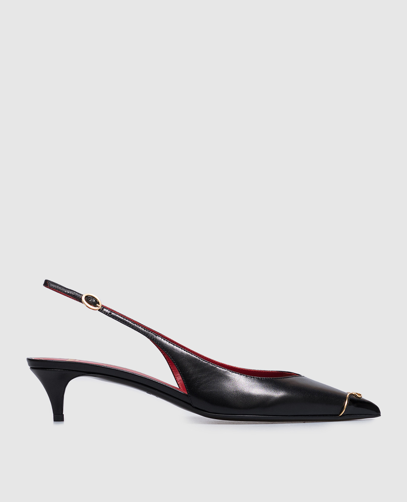 Black leather slingbacks with VLogo logo