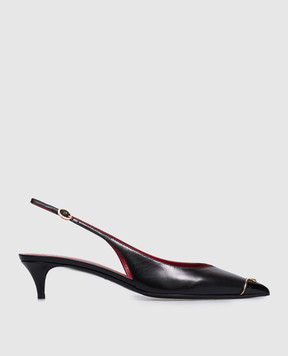 Valentino Black leather slingbacks with VLogo logo 9W2S0QB8YEA