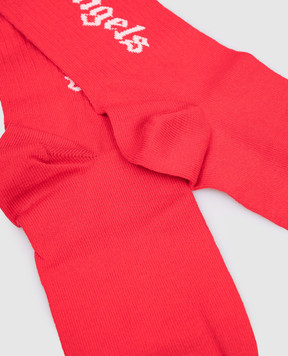Palm Angels Children's red socks with logo PBRA005C99KNI004