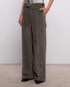Brunello Cucinelli Green corduroy pants with monil chain MA180P8492