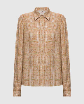 Ermanno Scervino Brown silk blouse with geometric print D492K399WEK