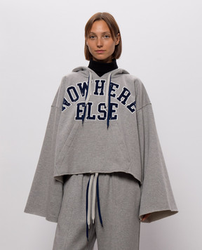 SSHEENA Grey melange Flip printed hoodie 26FWFLIPTF26011