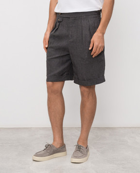 Brunello Cucinelli Gray linen Bermuda shorts MH248U0040