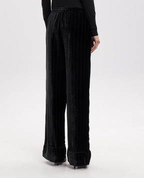 Ermanno Scervino Black velvet pants with silk D492P301XTC
