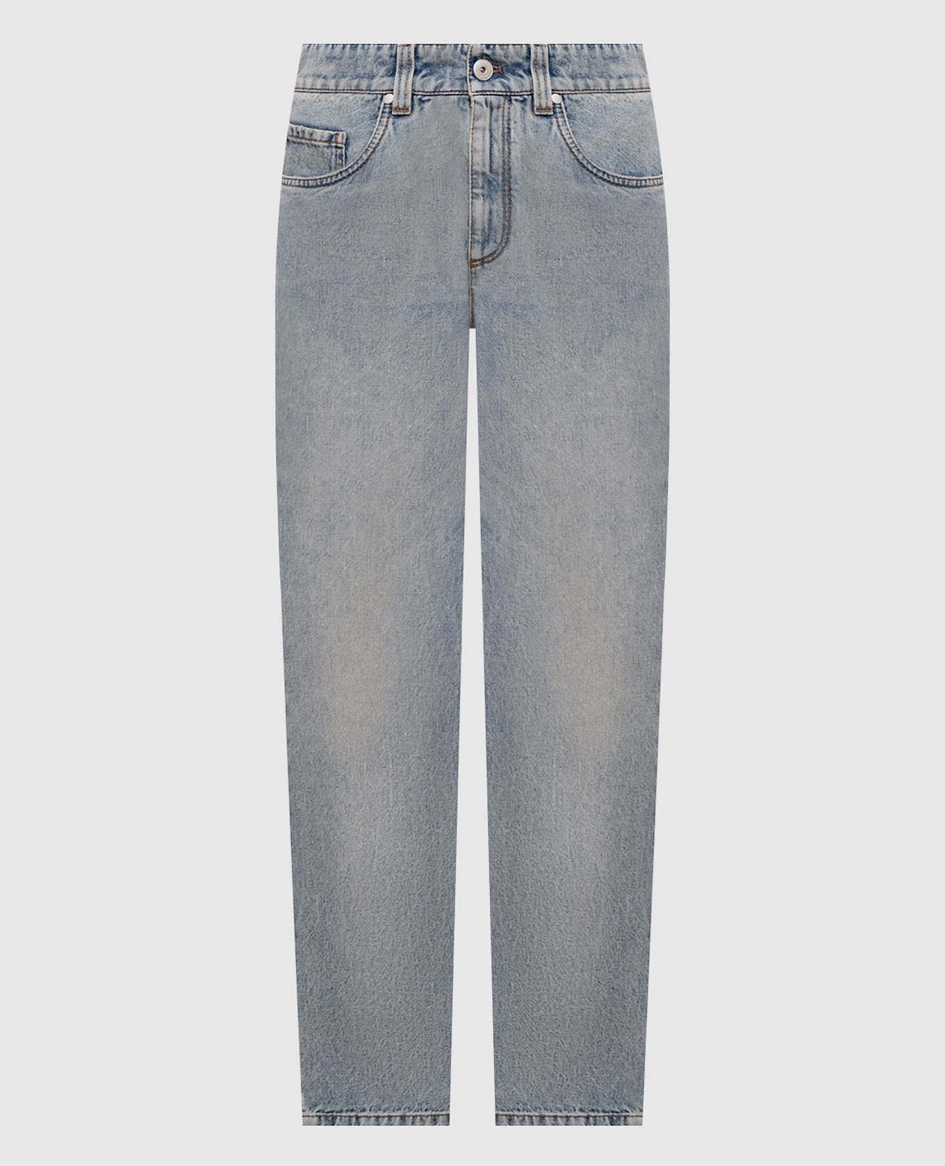 Blue jeans with logo patch