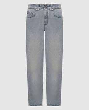 Brunello Cucinelli Blue jeans with logo patch MA095P5758