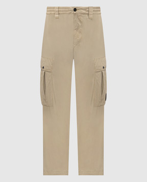C.P. Company Beige cargo pants with logo patch MPA255A006439G