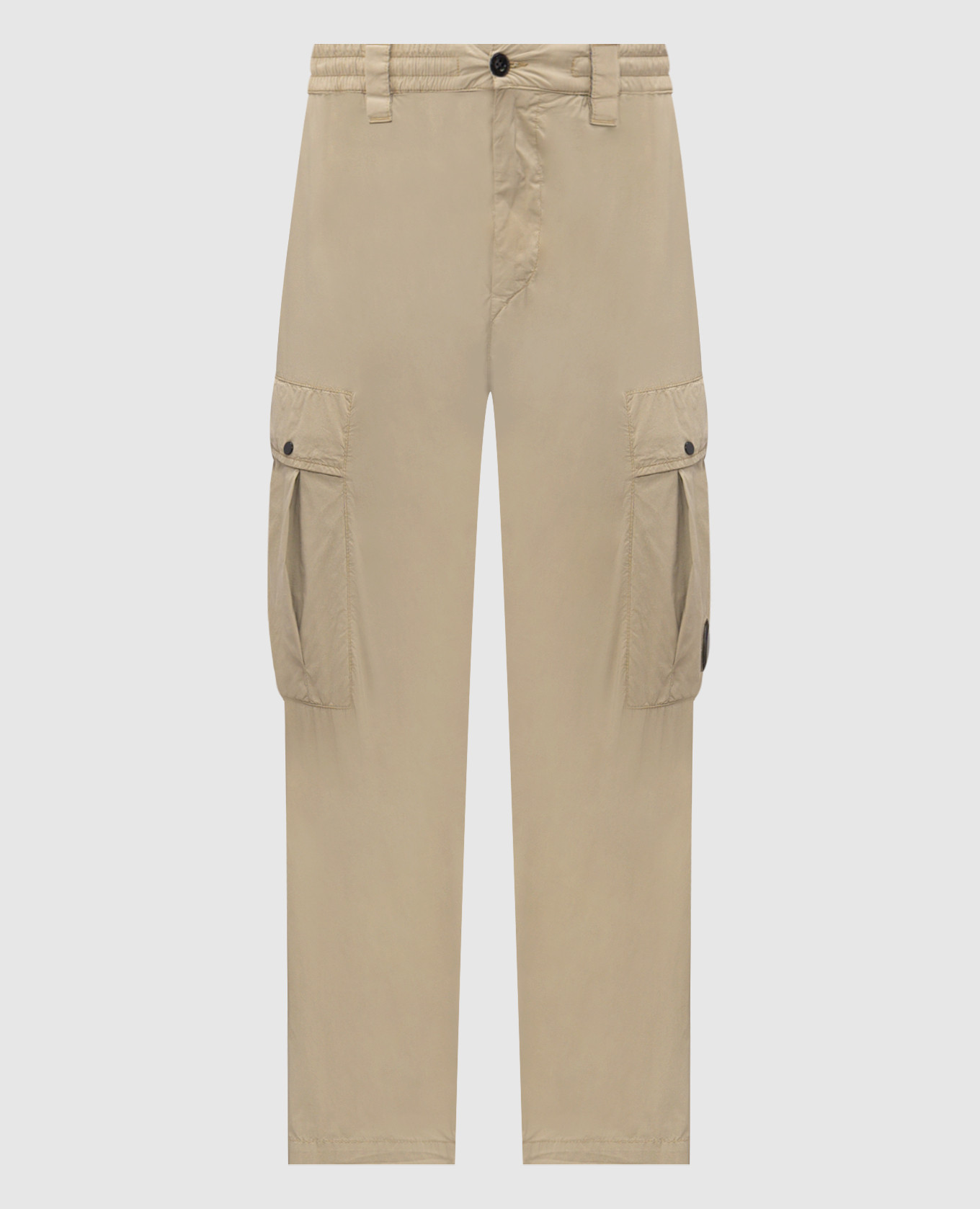 Beige cargo pants with logo patch