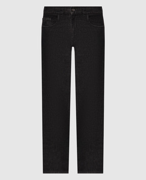 Canali Black jeans with leather logo patch PX0102891719