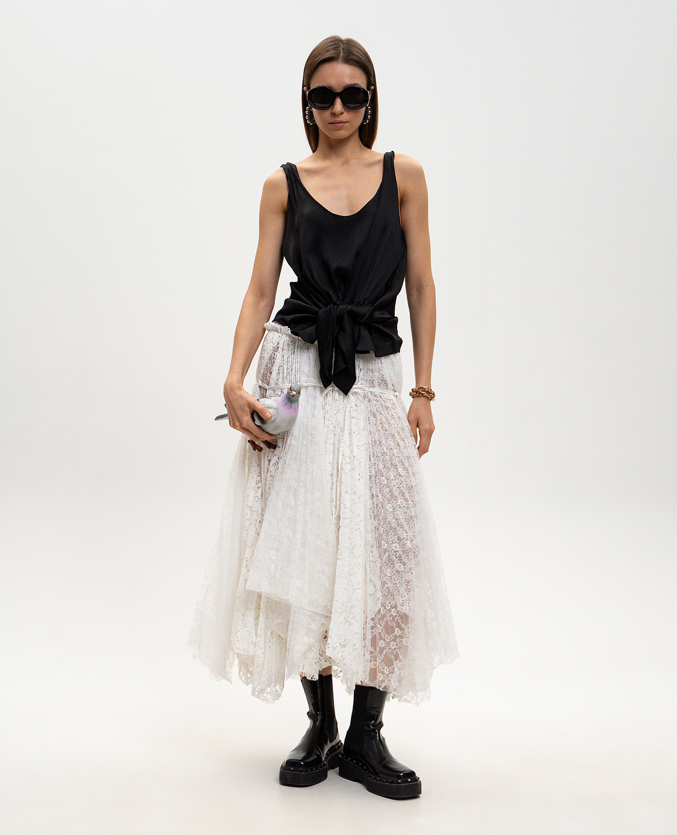 

Black silk t-shirt with drape JW Anderson