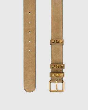 Valentino Brown suede Flaneuse belt with pyramids 8W2T0SV3SWU