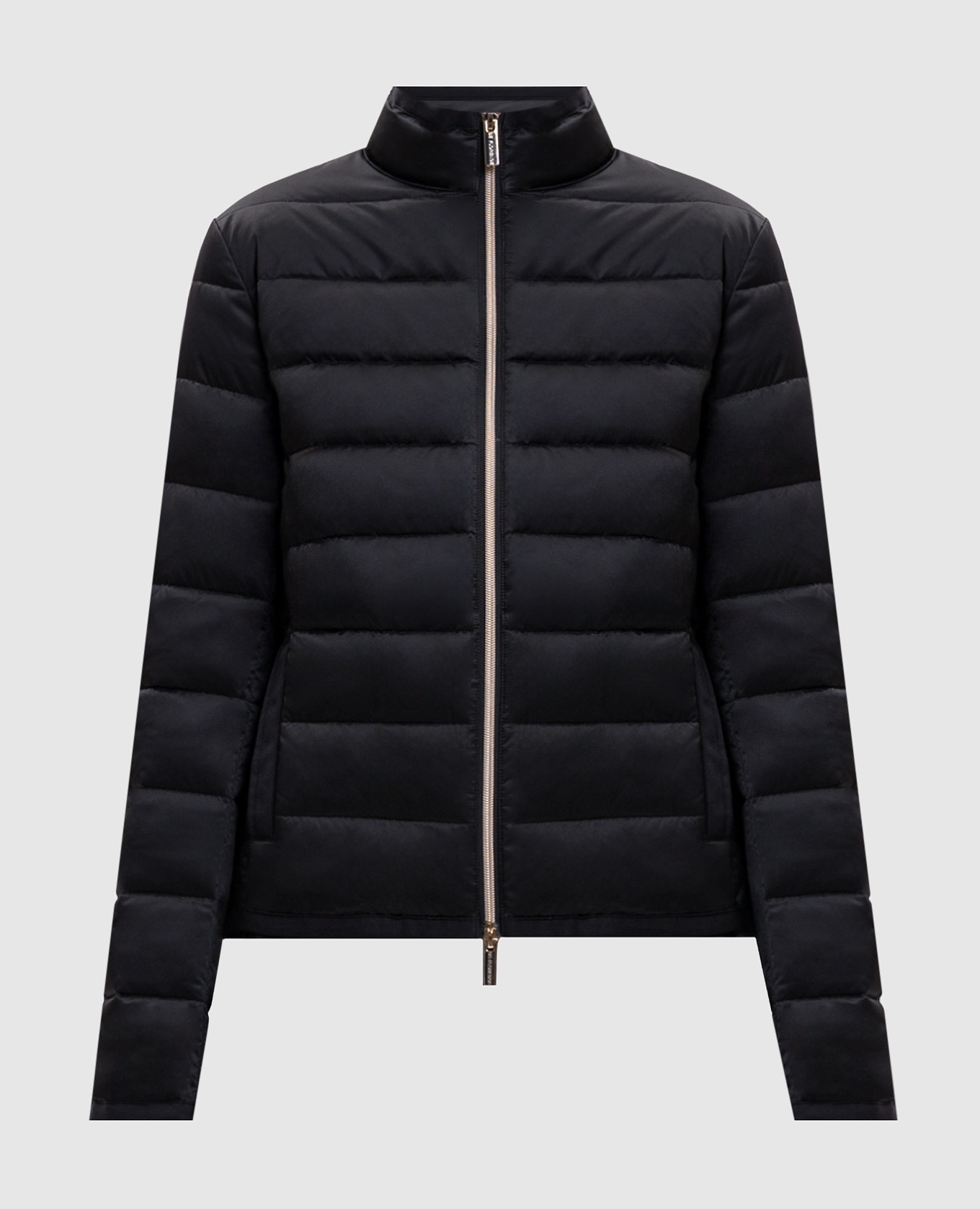 Black quilted down jacket