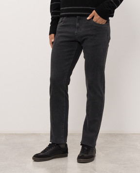 Scissor Scriptor Grey Tailor Slim Fit Jeans with Logo Patch COSTANTINOT360566